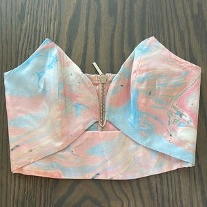 Zimmermann Pastel Marble Print Crop Top in Pink & Blue